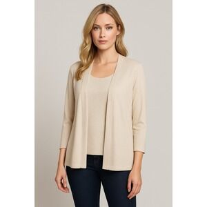 Alex Evenings Sparkly Twin Set Jacket Tank Top XL Women's Taupe Mother Bride
